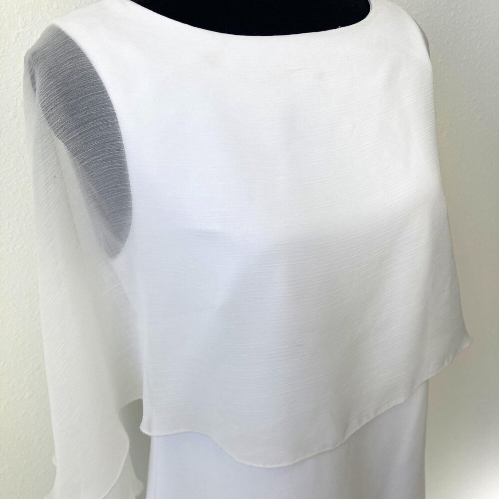 Calvin Klein White Zippered Round Neck Short Cocktail Shift Dress, Size 4
